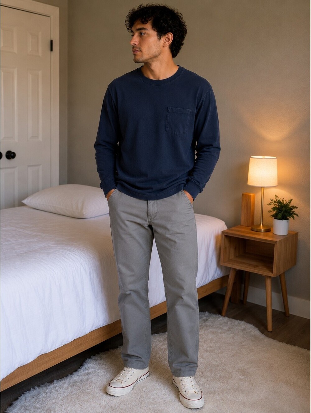 Dickies Men's Medium Dark Blue Long Sleeve Pocket T-Shirt, 100% Cotton
